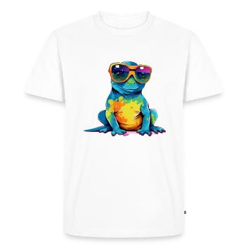 Lila la salamandre à lunettes - T-shirt Premium bio Homme - blanc - Devant - Nico (187cm)