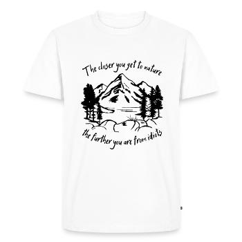 Nature, Hiking, Mountaineering, Funny sayings - Men's Premium Organic T-Shirt - white - Front - Nico (187cm)