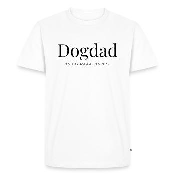 Papa chien – Poilu. Fort. Content. - T-shirt Premium bio Homme - blanc - Devant - Nico (187cm)