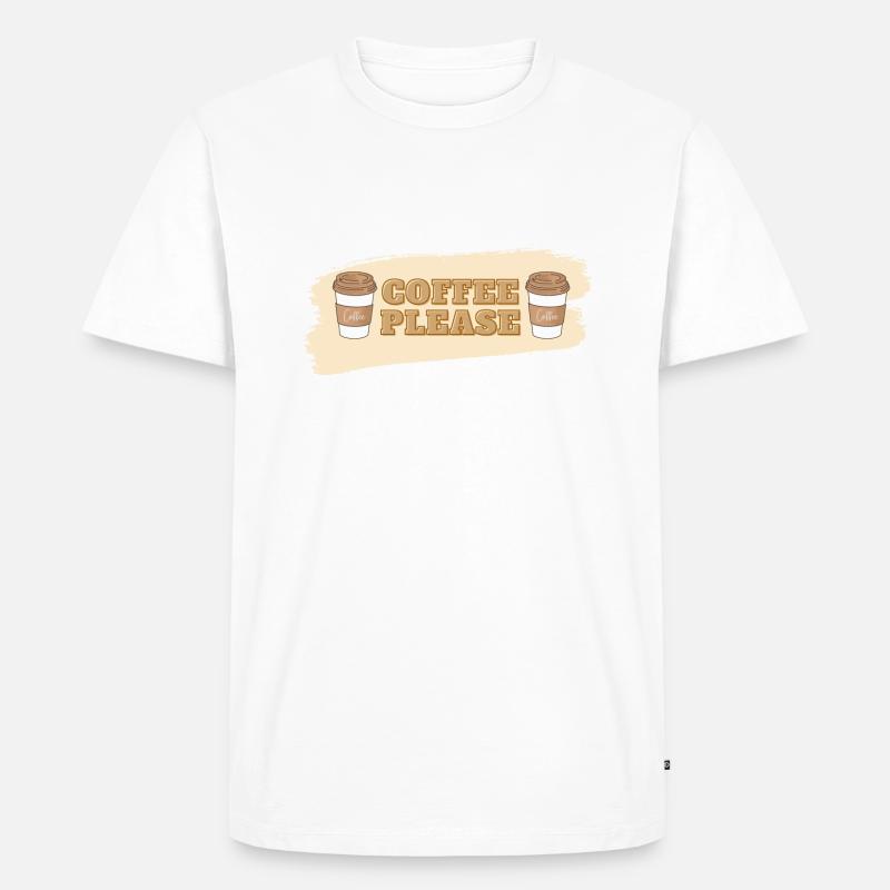 Coffee Please - Männer Premium Bio T-Shirt - Weiß