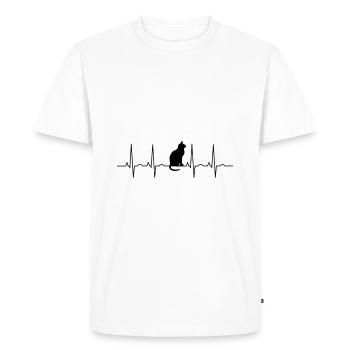 Chat assis sur un pouls - T-shirt Premium bio Homme - blanc - Devant - Nico (187cm)