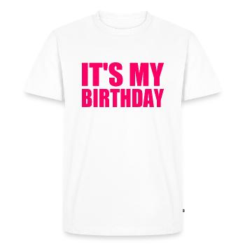 It's my birthday - T-shirt Premium bio Homme - blanc - Devant - Nico (187cm)