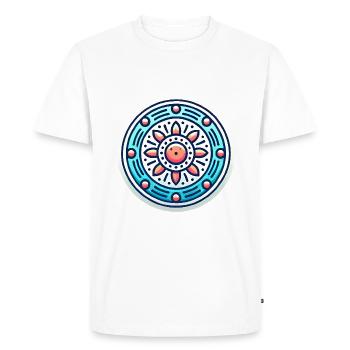 Design d’insigne circulaire vibrant - T-shirt Premium bio Homme - blanc - Devant - Nico (187cm)