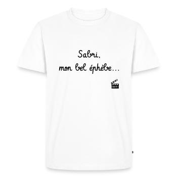 Sabri, mon bel éphèbe... Citation Série H - Humour - T-shirt Premium bio Homme - blanc - Devant - Nico (187cm)