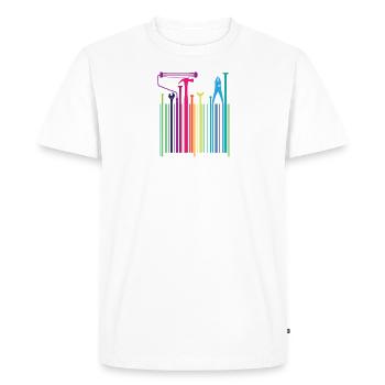 Funny Worker Tradesman Barcode Tool - Men's Premium Organic T-Shirt - white - Front - Nico (187cm)
