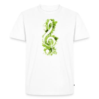 Éclaboussures de peinture clé de sol blanche - vert lime - T-shirt Premium bio Homme - blanc - Devant - Nico (187cm)