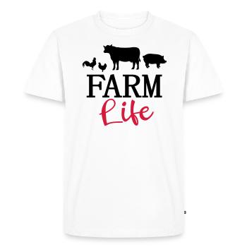 La vie à la ferme fermier fermier vache poulet - T-shirt Premium bio Homme - blanc - Devant - Nico (187cm)