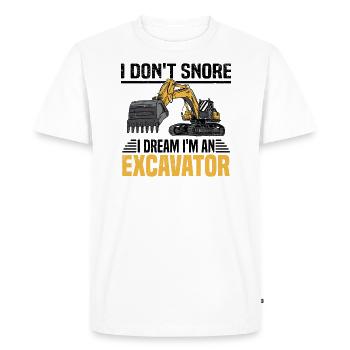 Pelle sur chenilles Excavatrice Excavatrice Désolé Machine de construction - T-shirt Premium bio Homme - blanc - Devant - Nico (187cm)