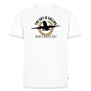 Pilot Airplane Powered Flyer Saying Hobby Pilot - Men's Premium Organic T-Shirt - white - Front - Nico (187cm)