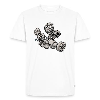Working Engine Pistons Car Mechanic - Men's Premium Organic T-Shirt - white - Front - Nico (187cm)