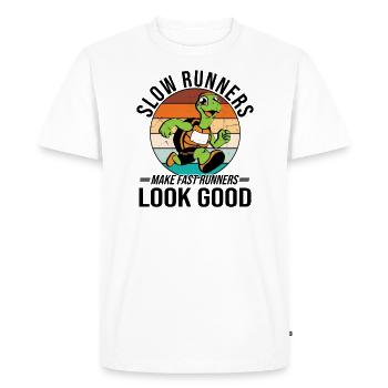 Coureurs de marathon en course semi-marathon - T-shirt Premium bio Homme - blanc - Devant - Nico (187cm)