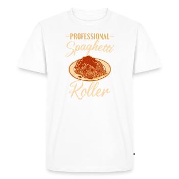 Cuisine italienne Profeesional Spaghetti Roller Pasta - T-shirt Premium bio Homme - blanc - Devant - Nico (187cm)