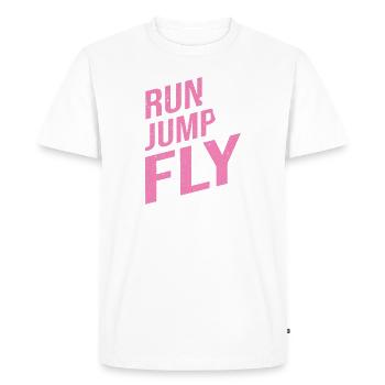 Free Running JRun Jump Fly Free Runner - Men's Premium Organic T-Shirt - white - Front - Nico (187cm)