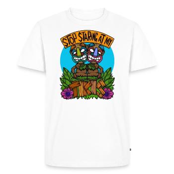 Arrêtez de regarder mon Tiki Hawaiian Hawaii Luau - T-shirt Premium bio Homme - blanc - Devant - Nico (187cm)