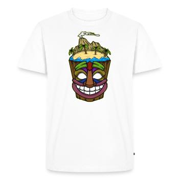 Tiki Head Tiki Hawaï Hawaï Luau - T-shirt Premium bio Homme - blanc - Devant - Nico (187cm)
