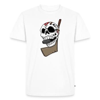 Joueur de hockey sur glace Skull Skeleton Hockey - T-shirt Premium bio Homme - blanc - Devant - Nico (187cm)