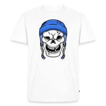 Joueur de hockey sur glace Skull Skeleton Hockey - T-shirt Premium bio Homme - blanc - Devant - Nico (187cm)