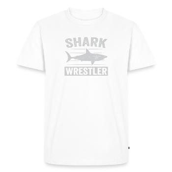 Funny Leg Amputee Amputated Shark Wrestler Gift - Men's Premium Organic T-Shirt - white - Front - Nico (187cm)