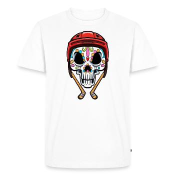 Joueur de hockey sur glace Skull Hockey sur glace mexicain - T-shirt Premium bio Homme - blanc - Devant - Nico (187cm)