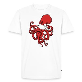 Scuba Diver Red White Flag Octopus Plongée sous-marine - T-shirt Premium bio Homme - blanc - Devant - Nico (187cm)