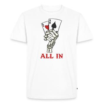 Joueur de poker Cartes de poker Ace Skeleton Hand Poker - T-shirt Premium bio Homme - blanc - Devant - Nico (187cm)