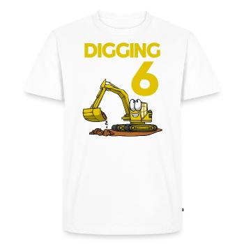 Excavator Driver Digging Into 6 Birthday Excavator - Men's Premium Organic T-Shirt - white - Front - Nico (187cm)