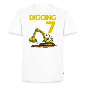 Excavator Driver Digging Into 7 Birthday Excavator - Men's Premium Organic T-Shirt - white - Front - Nico (187cm)