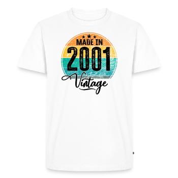 Millésime Fabriqué en 2001 Année de naissance 2001 Anniversaire - T-shirt Premium bio Homme - blanc - Devant - Nico (187cm)