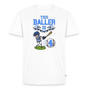 Joueur de baseball Ce joueur est 4 anniversaire de baseball - T-shirt Premium bio Homme - blanc - Devant - Nico (187cm)