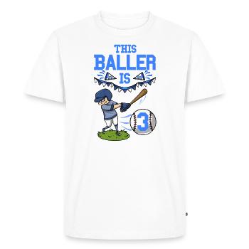 Baseball Player This Baller Is 3 Birthday Baseball - Men's Premium Organic T-Shirt - white - Front - Nico (187cm)