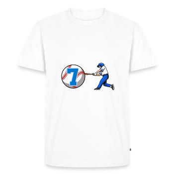 Joueur de baseball Ce joueur a 7 ans de baseball - T-shirt Premium bio Homme - blanc - Devant - Nico (187cm)