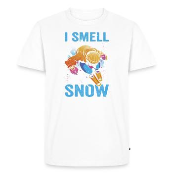 Skier Skiing Alpine Downhill I Smell Snow Skiing - Men's Premium Organic T-Shirt - white - Front - Nico (187cm)