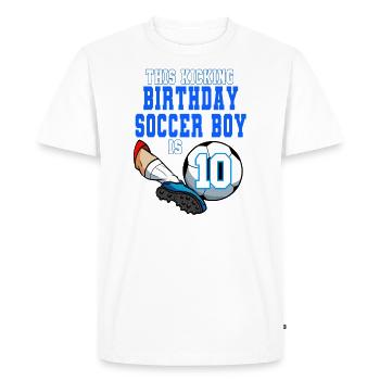 Ce garçon de football est le football du 10e anniversaire - T-shirt Premium bio Homme - blanc - Devant - Nico (187cm)