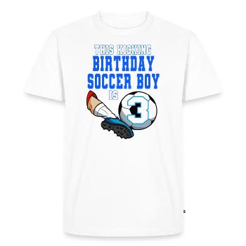 Ce garçon de football est 3ème anniversaire Soccer - T-shirt Premium bio Homme - blanc - Devant - Nico (187cm)