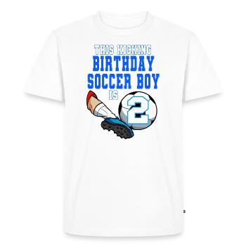 Ce garçon de football est le football du 2e anniversaire - T-shirt Premium bio Homme - blanc - Devant - Nico (187cm)