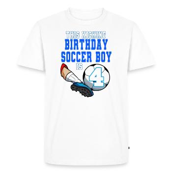 Ce garçon de football est le football du 4ème anniversaire - T-shirt Premium bio Homme - blanc - Devant - Nico (187cm)