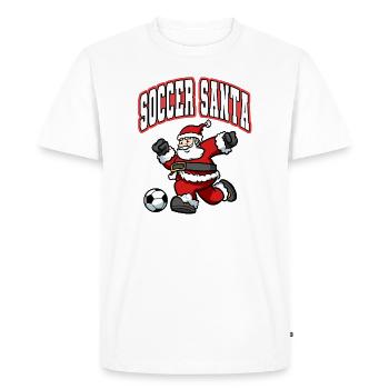 Soccer Père Noël Hommes Garçons Soccer Noël - T-shirt Premium bio Homme - blanc - Devant - Nico (187cm)