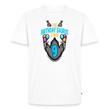 Ce Saurus est le 9e anniversaire de l'empreinte de dinosaure - T-shirt Premium bio Homme - blanc - Devant - Nico (187cm)