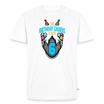 Ce Saurus est le 6e anniversaire de l'empreinte de dinosaure - T-shirt Premium bio Homme - blanc - Devant - Nico (187cm)