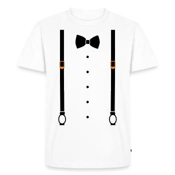 Chemise avec nœud papillon - T-shirt Premium bio Homme - blanc - Devant - Nico (187cm)