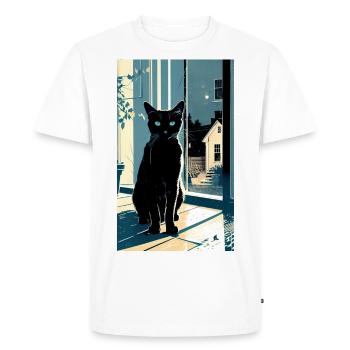 Chat domestique à poil court pendant la nuit - T-shirt Premium bio Homme - blanc - Devant - Nico (187cm)