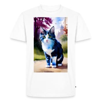 Le chat domestique à poil court vous regarde - T-shirt Premium bio Homme - blanc - Devant - Nico (187cm)