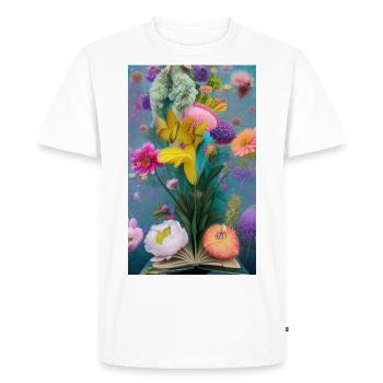 Flowers Bursting from a Book - Men's Premium Organic T-Shirt - white - Front - Nico (187cm)