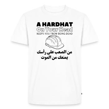 A Hardhat On Your Head Safes Your Life - Men's Premium Organic T-Shirt - white - Front - Nico (187cm)