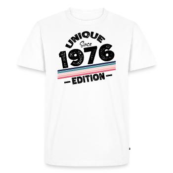 depuis 1976 Edition Anniversaire Millésime 1976 - T-shirt Premium bio Homme - blanc - Devant - Nico (187cm)