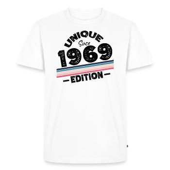 Unique depuis 1969 Edition Anniversaire Millésime 1969 - T-shirt Premium bio Homme - blanc - Devant - Nico (187cm)