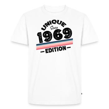 Unique depuis 1969 Edition Anniversaire Millésime 1969 - T-shirt Premium bio Homme - blanc - Devant - Nico (187cm)