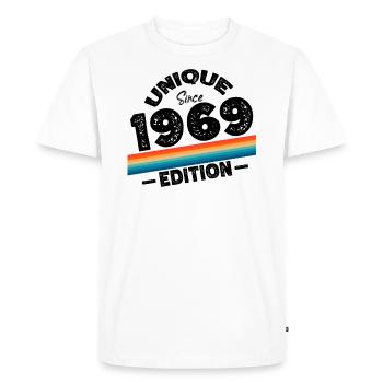 Unique depuis 1969 Edition Anniversaire Millésime 1969 - T-shirt Premium bio Homme - blanc - Devant - Nico (187cm)