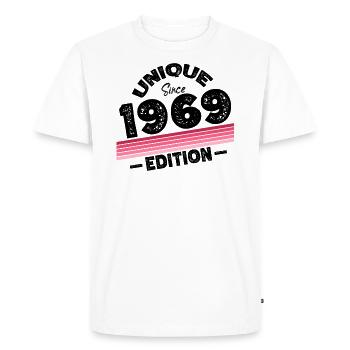 Unique depuis 1969 Edition Anniversaire Millésime 1969 - T-shirt Premium bio Homme - blanc - Devant - Nico (187cm)