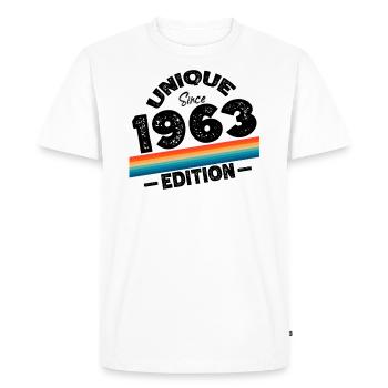 Unique since 1963 Edition Birthday Vintage 1963 - Men's Premium Organic T-Shirt - white - Front - Nico (187cm)